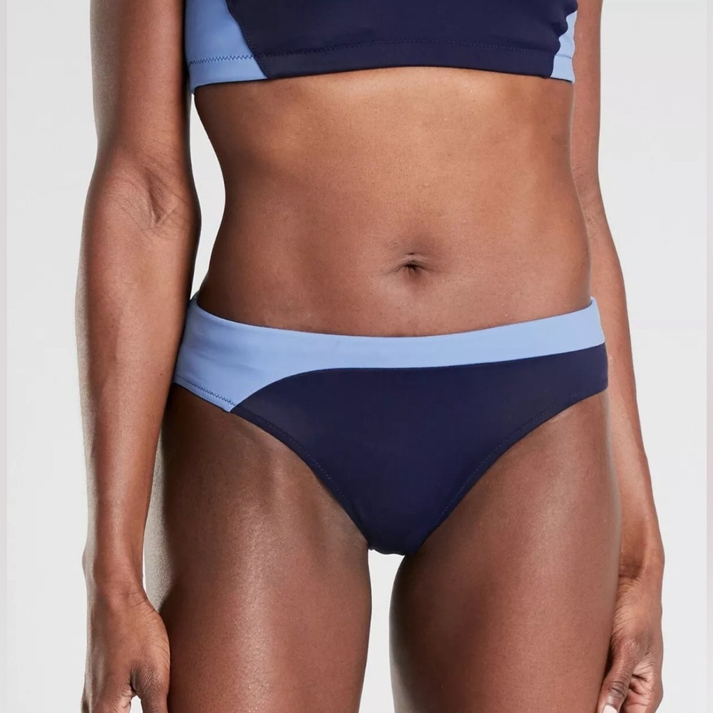 Athleta Freestyle Blue Color Block Bikini Bottom